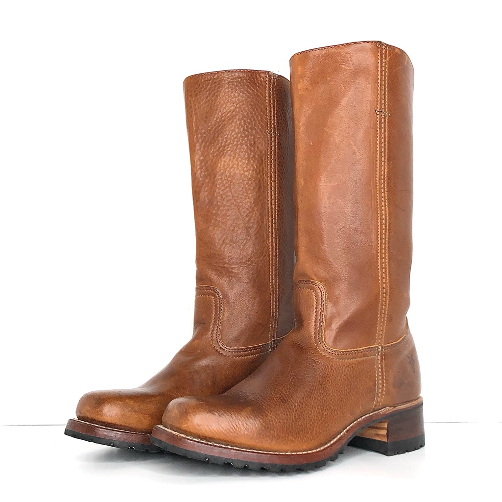 Frye 14l Campus Brown Leather Pull On Square Toe Riding Boots Women’s 9 Shoes